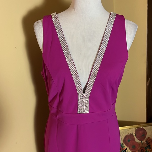 LULUS sz XL Stunned By You Mermaid Maxi Dress Rhinestone Deep VNeck Stretch NEW - Picture 5 of 16